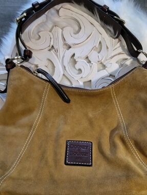 Dooney & Bourke Suede Hobo Bag in Tan